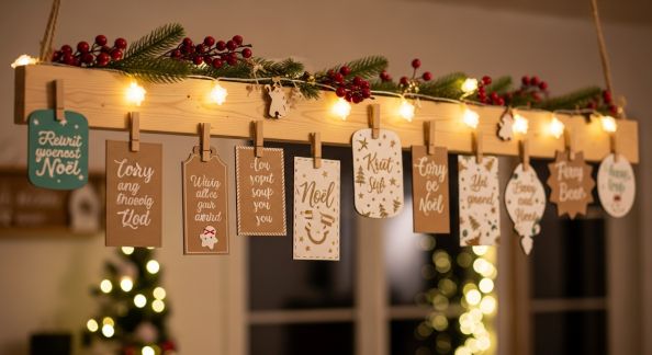 Réaliser un tableau de vœux de Noël à messages à suspendre